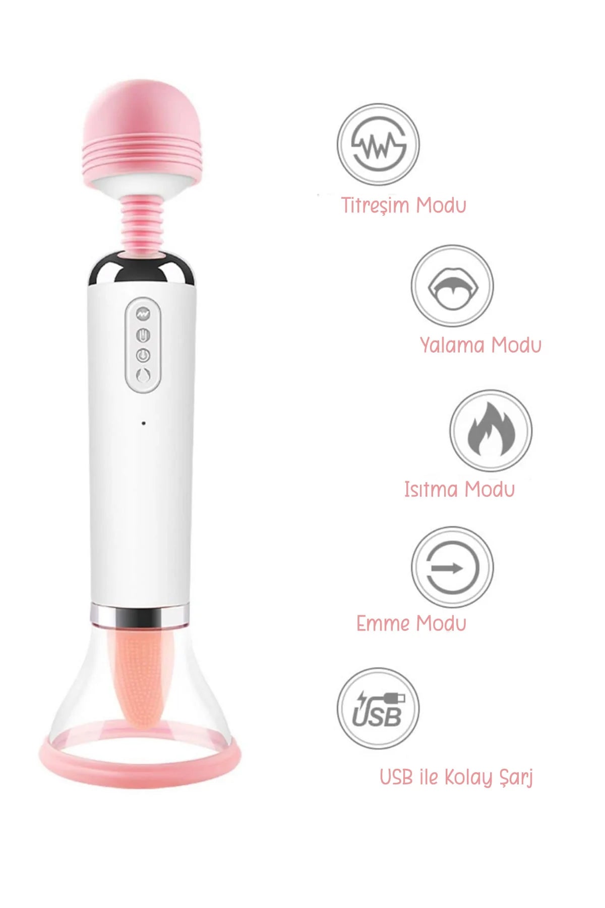 Erotikcim - 4 ü 1 Arada Full Fonksiyon Vibratör - Yalama, Emme, Titreşim, Isıtma