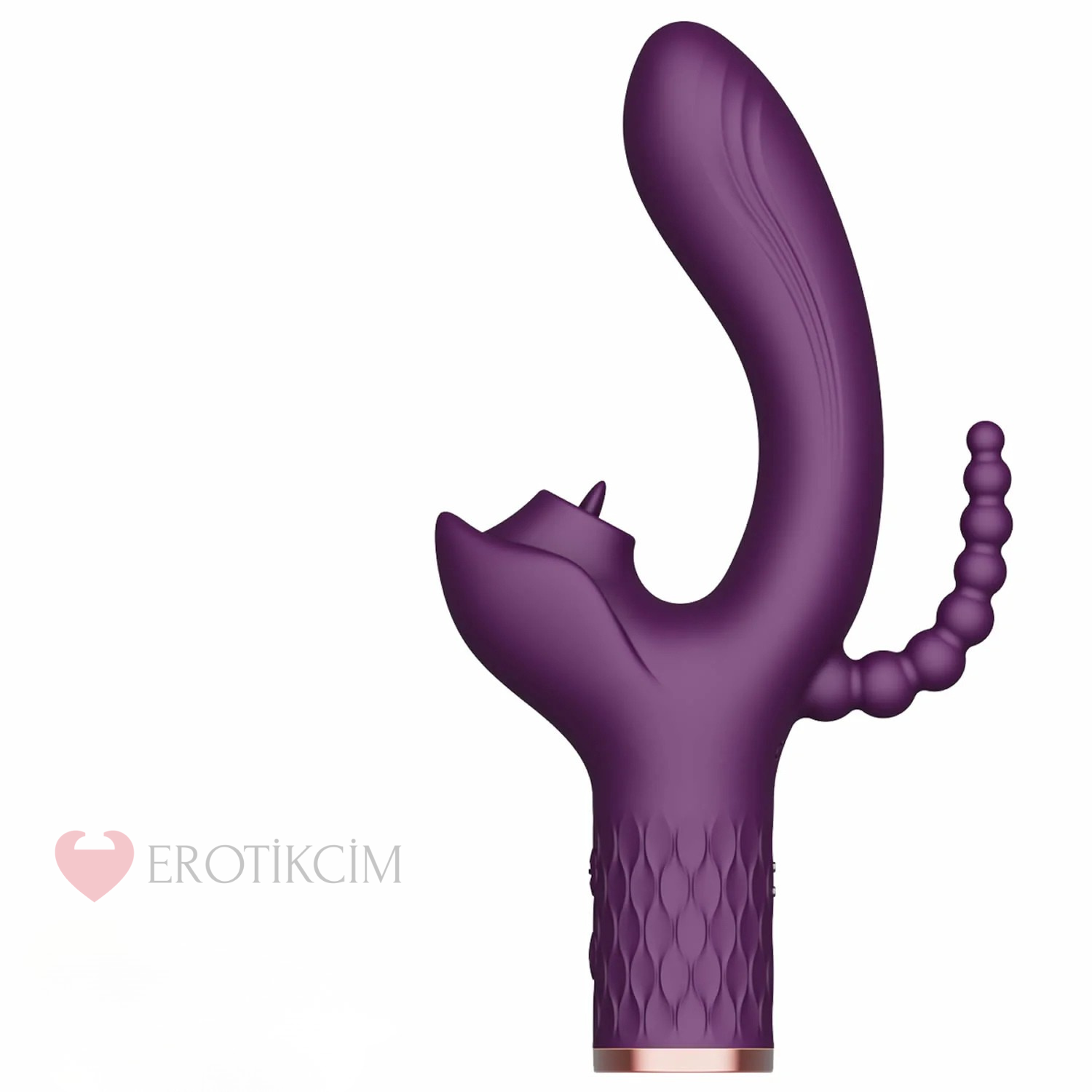 Erotikcim - 3'ü 1 Arada Doyumsuz Premium Vibratör – Titreşim ve Darbe - Mor