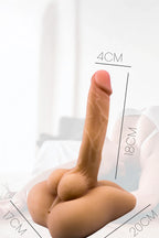 Erotikcim - Pratik Realistik Testisli Dildo - Güçlü İskelet yapı - İpeksi Dokunuş - Konforlu Kullanım - Beyaz Ten