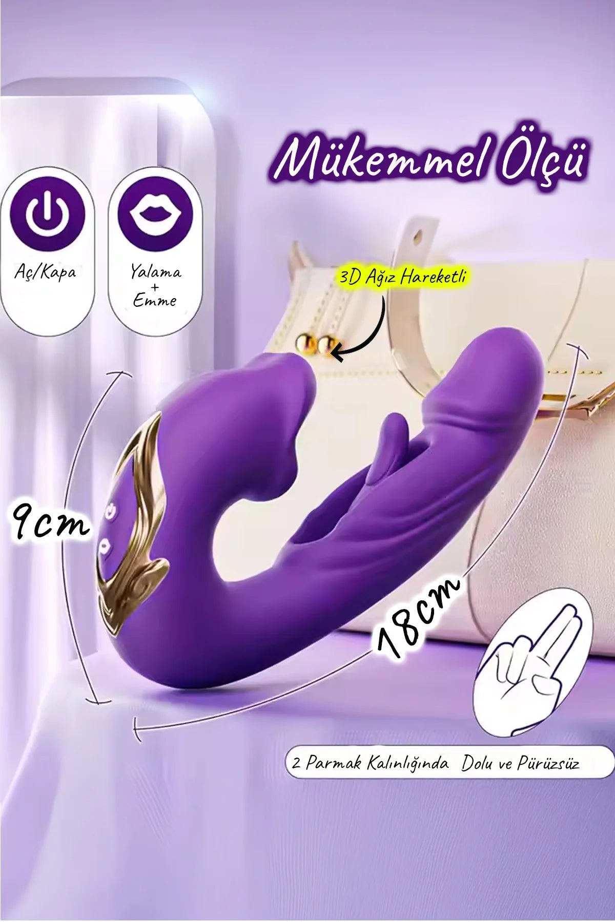 Erotikcim - Titreşimli, 3D Ağız Hareketli Emme ve Dil Çırpma Fonksiyonlu Soft Usta Vibratör
