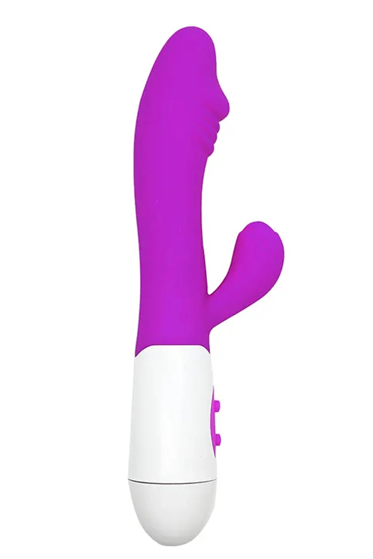 Erotikcim - Rabbit Vibratör Dildo - Çift İşlevli Titreşimli - Vajinal ve Anal Mastürbatör – Mor