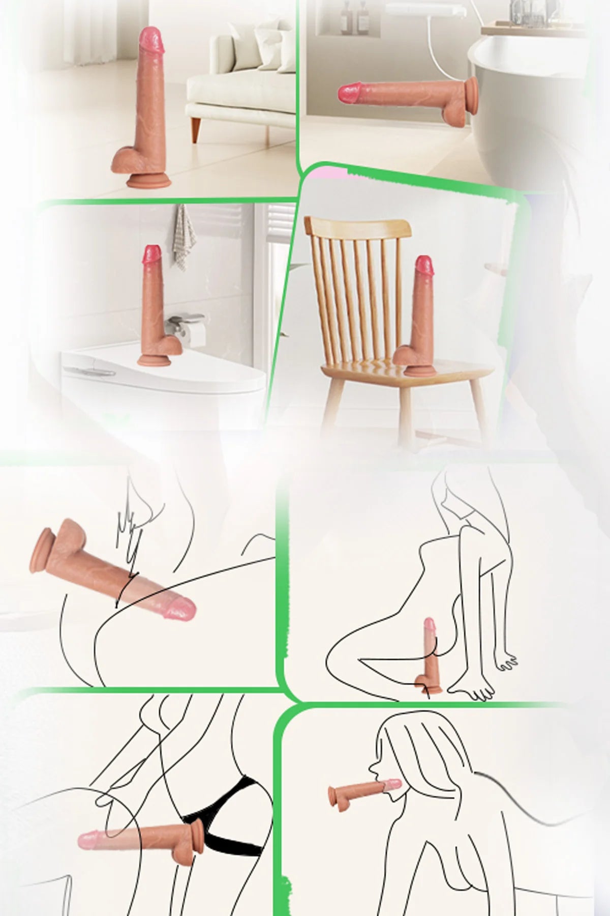 Erotikcim - Esnek Deri ve Gerçek Testis Topları - Realistik Dildo - Güçlü Vantuz - 22 Cm Uzunluk - 4 Cm Kalınlık