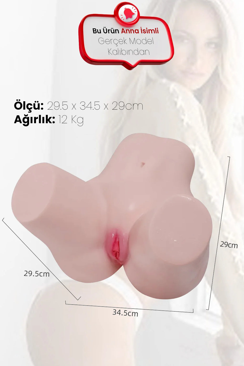 Erotikcim - Realistik Kalça, Anüs ve Vajina - Anna - Orijinal Boyut - Gerçek Manken Kalıbı 12KG
