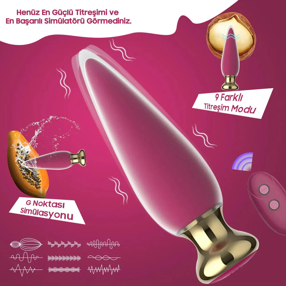Erotikcim - Uzaktan Kumandalı Güçlü Haz Verici - Sessiz Anal Tıkaç - Anal Plug 35mm
