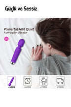 Erotikcim - 20 Titreşim 10 Mod Vibratör Masaj - Klitoris Simülatörlü - Şarjlı – Mor