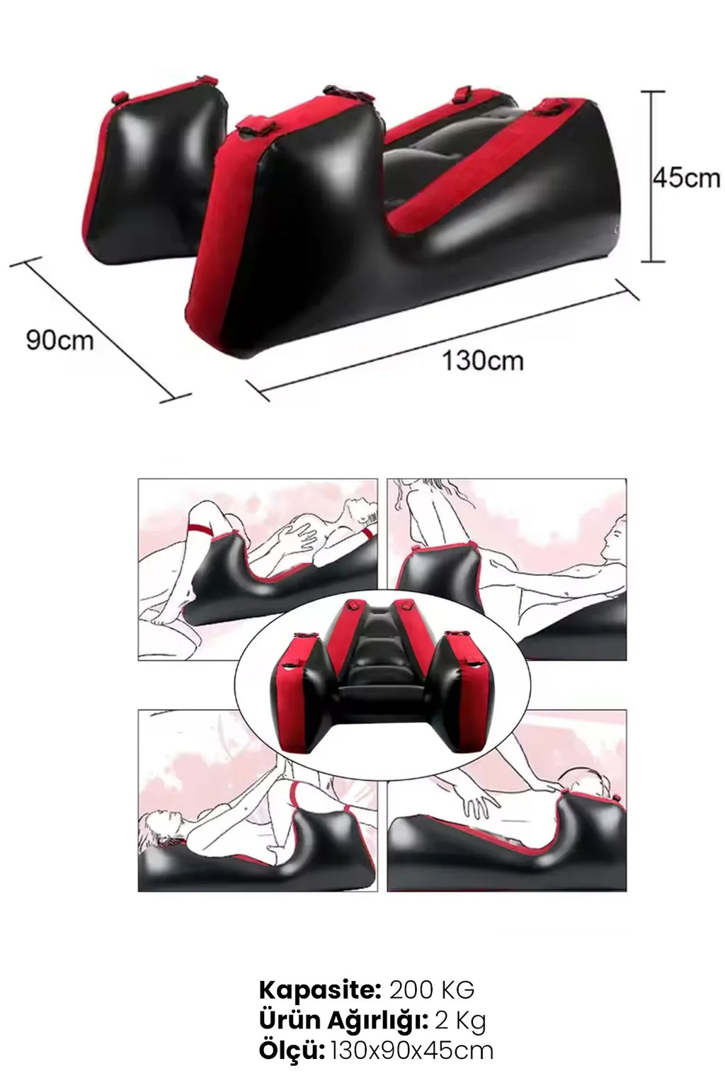 Erotikcim - Kelepçeli Şişirilebilir BDSM Esaret ve Sex Pozisyon Yatağı