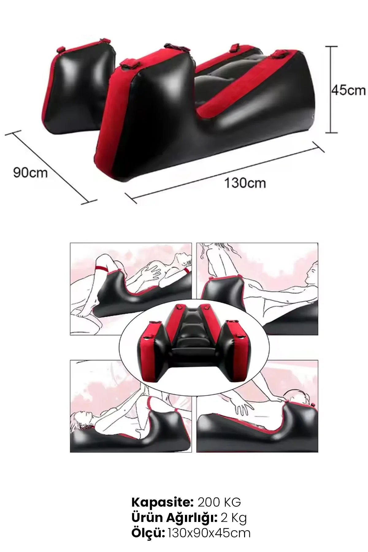 Erotikcim - Kelepçeli Şişirilebilir BDSM Esaret ve Sex Pozisyon Yatağı