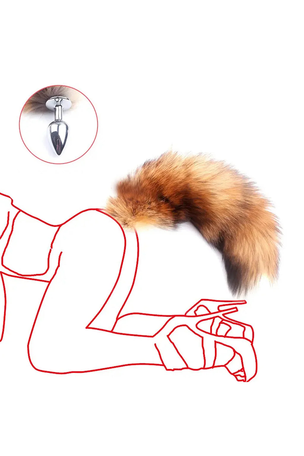 Erotikcim - Çelik Anal Plug Tıkaç- Tilki Kuyruğu - Fantezi Tıkaç - 44cm Kuyruk 28mm Tıkaç
