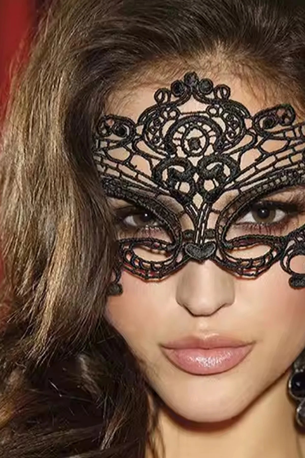 Erotikcim - Siyah Dantelli Fantezi Maske - Parti, Düğün, Balo, Mezuniyet, Özel Gece Maskesi