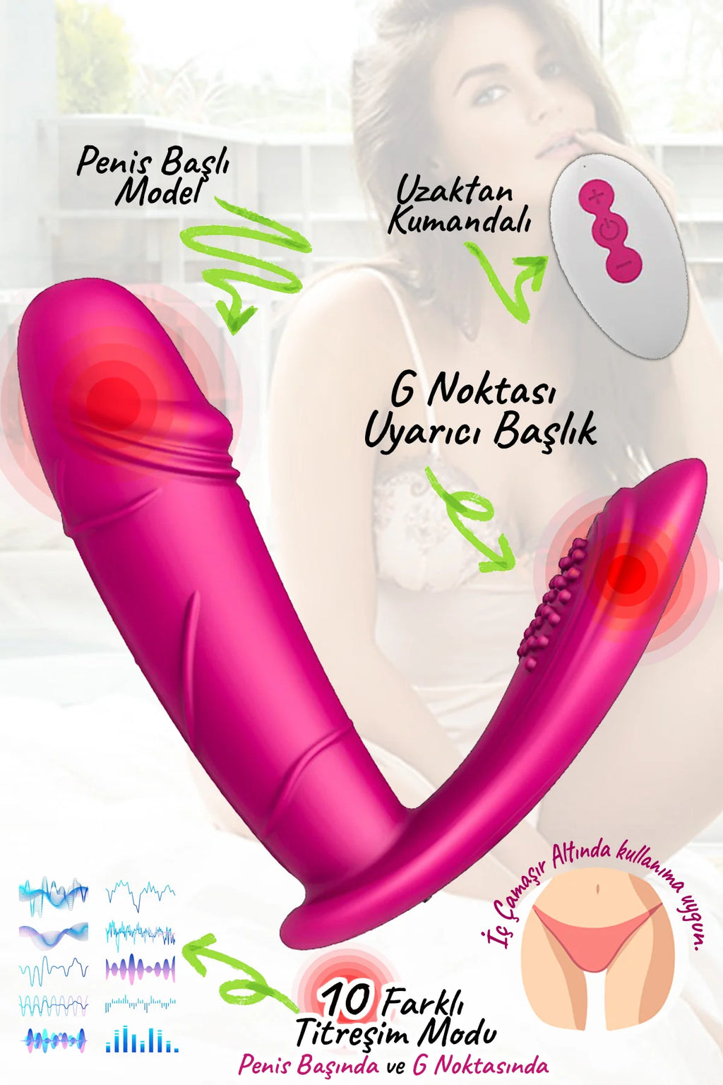 Erotikcim - Uzaktan Kumandalı Klitoris Uyarımı Titreşimli Seks Vibratörü - Giyilebilir Vibratör