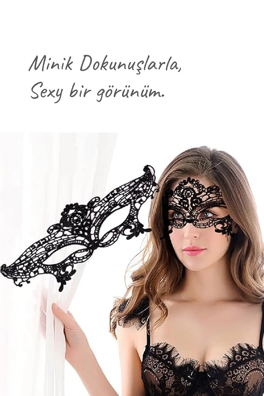 Erotikcim - Siyah Dantelli Fantezi Maske - Parti, Düğün, Balo, Mezuniyet, Özel Gece Maskesi