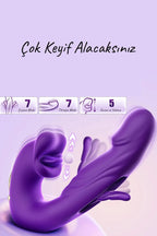 Erotikcim - Titreşimli, 3D Ağız Hareketli Emme ve Dil Çırpma Fonksiyonlu Soft Usta Vibratör