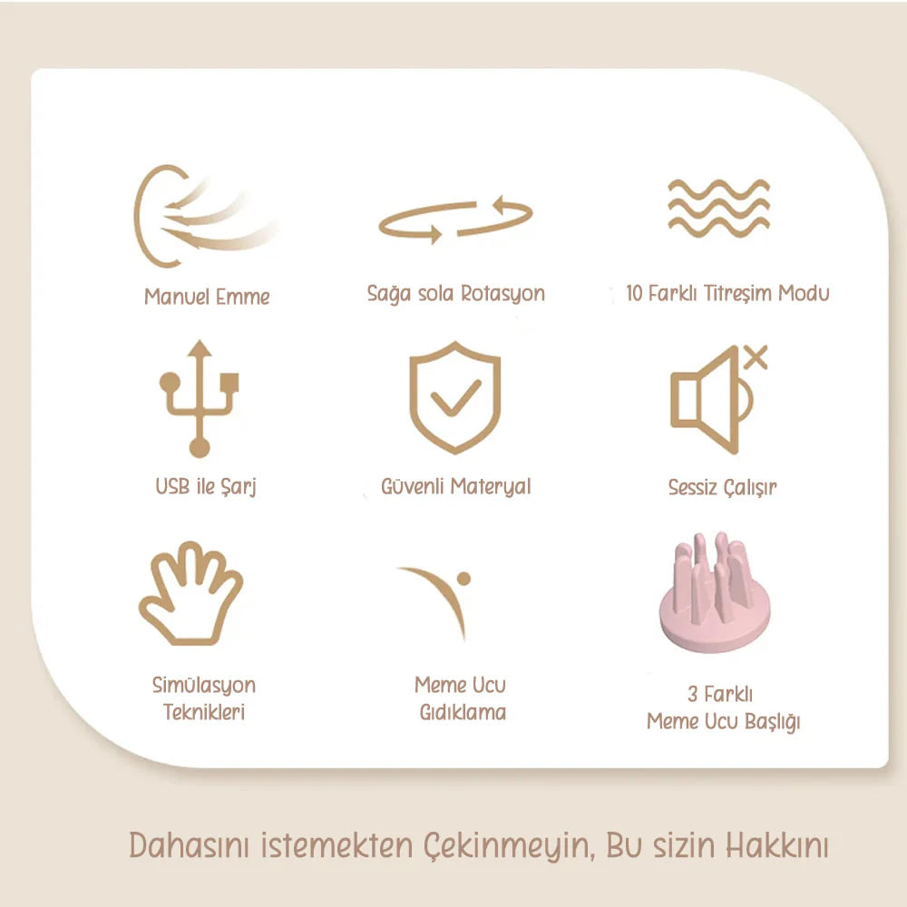 Erotikcim - Göğüs Ucu Vibratörü, Gıdıklama, Yalama, Orgazm ve Zevk Artırıcı, G Noktası Simülatörü, 10 Rotasyon