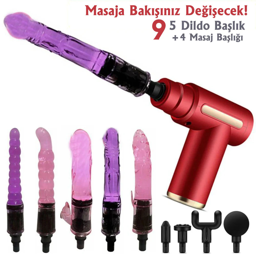 Erotikcim - Strong Vibratör Masaj - 5 Farklı Dildo Başlık + 4 Farklı Masaj Başlığı - 6 Titreşim - Hız Ayarlı - Bataryalı