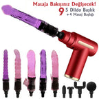 Erotikcim - Strong Vibratör Masaj - 5 Farklı Dildo Başlık + 4 Farklı Masaj Başlığı - 6 Titreşim - Hız Ayarlı - Bataryalı