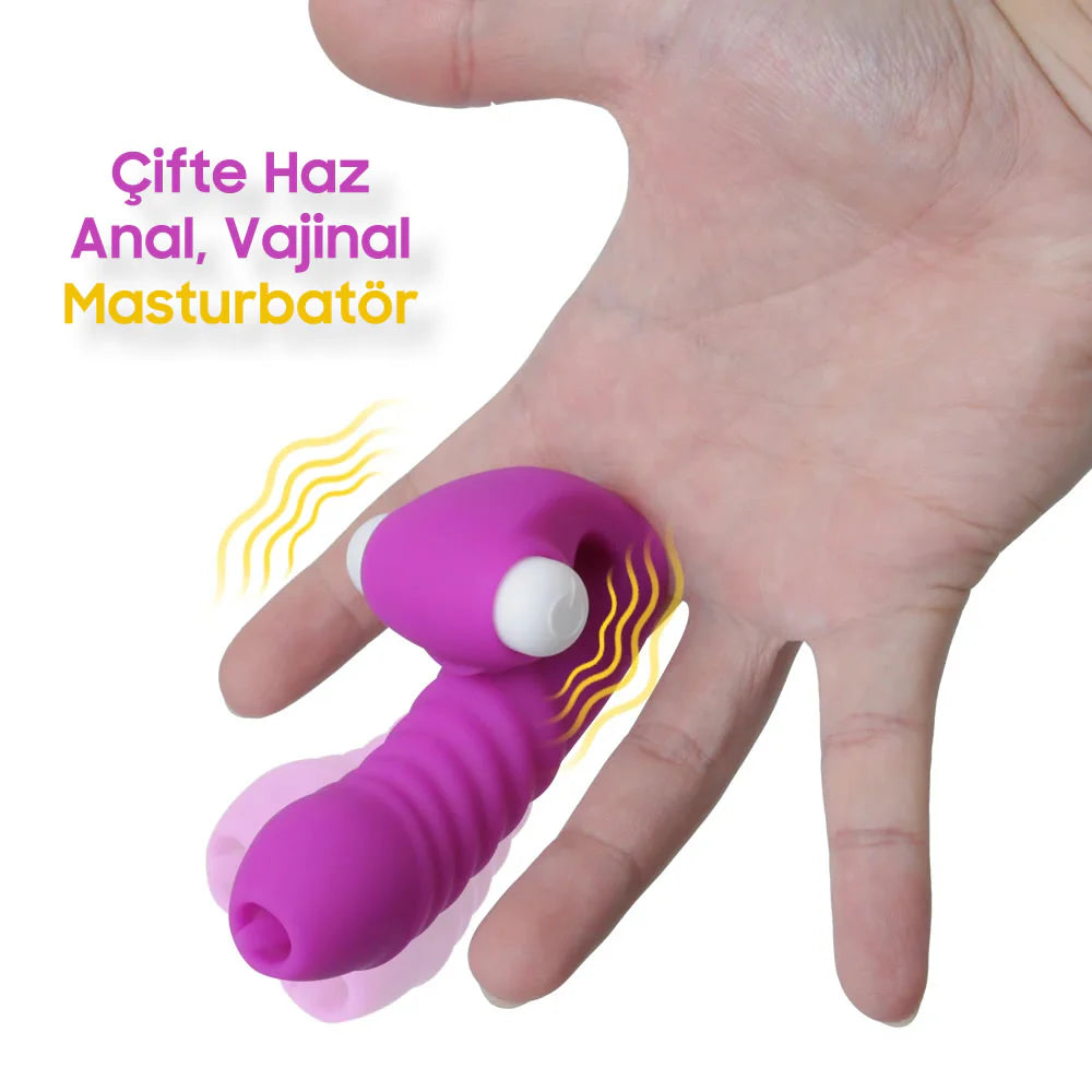 Erotikcim - Parmak Vibratör - Eğlence içinizde - Anal ve Vajina Kullanımlı - Haz Halkaları - G ve Clitoral Zevk - Kırmızı