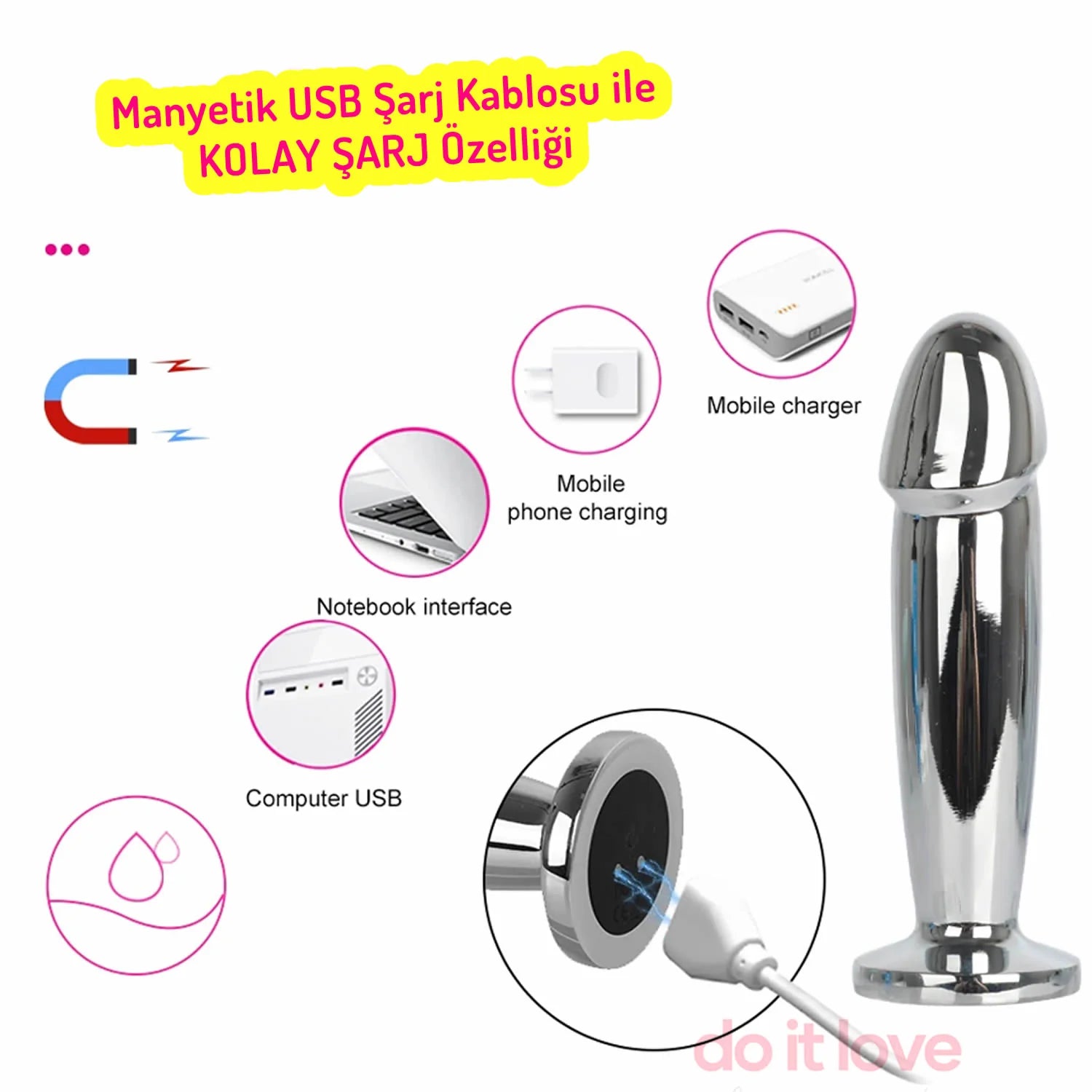 Erotikcim – Sensuella Metal Penis Titreşimli Anal Plug – Uzun Tıkaç