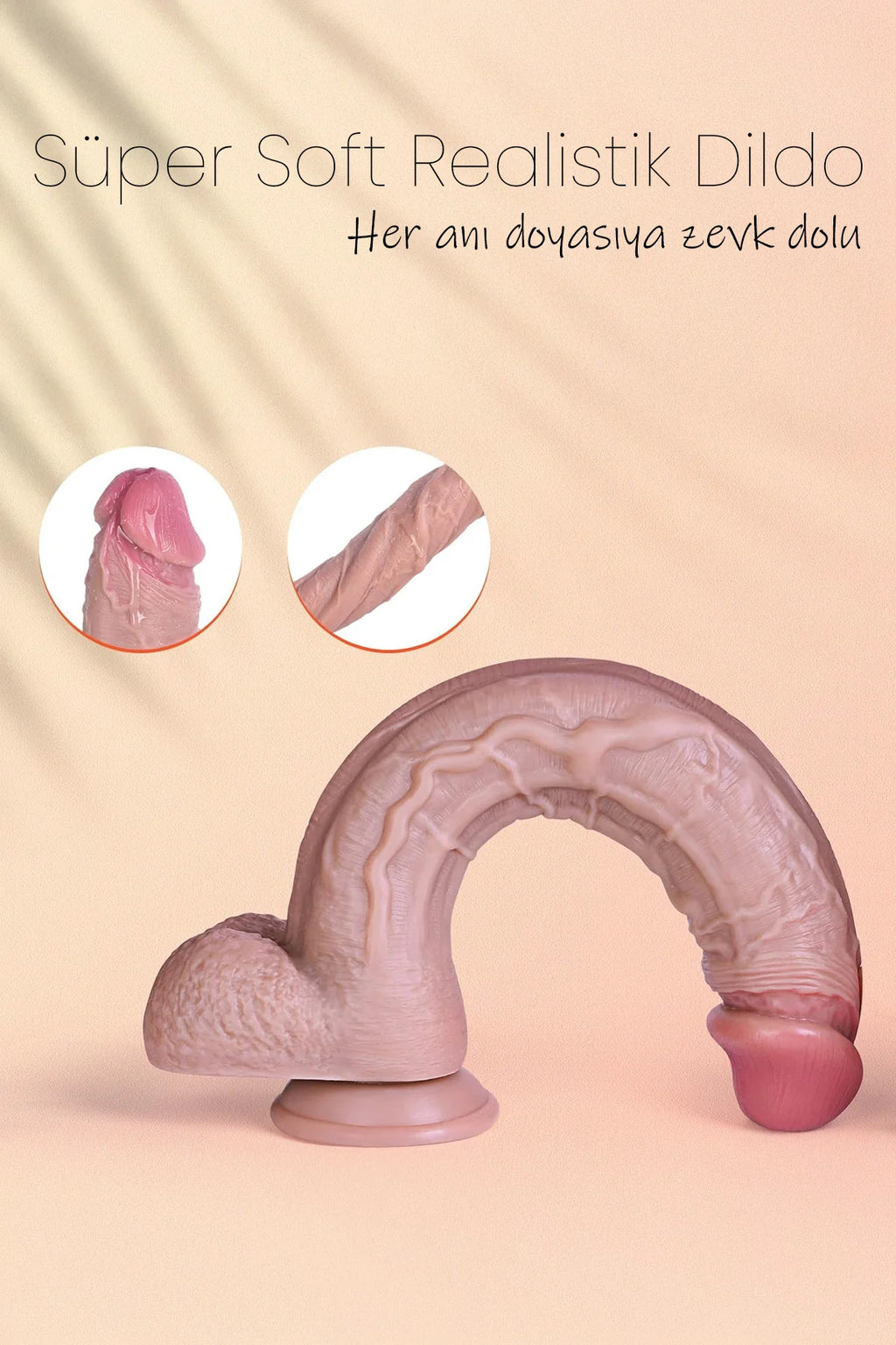 Erotikcim - Efsanevi Realistik Büyük Boy Dildo - Damarlı ve Güçlü - Vantuzlu Esnek Dildo