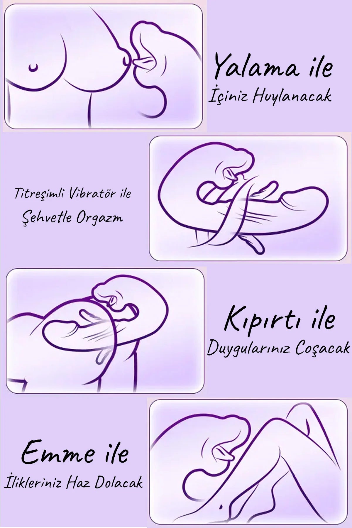 Erotikcim - Titreşimli, 3D Ağız Hareketli Emme ve Dil Çırpma Fonksiyonlu Soft Usta Vibratör