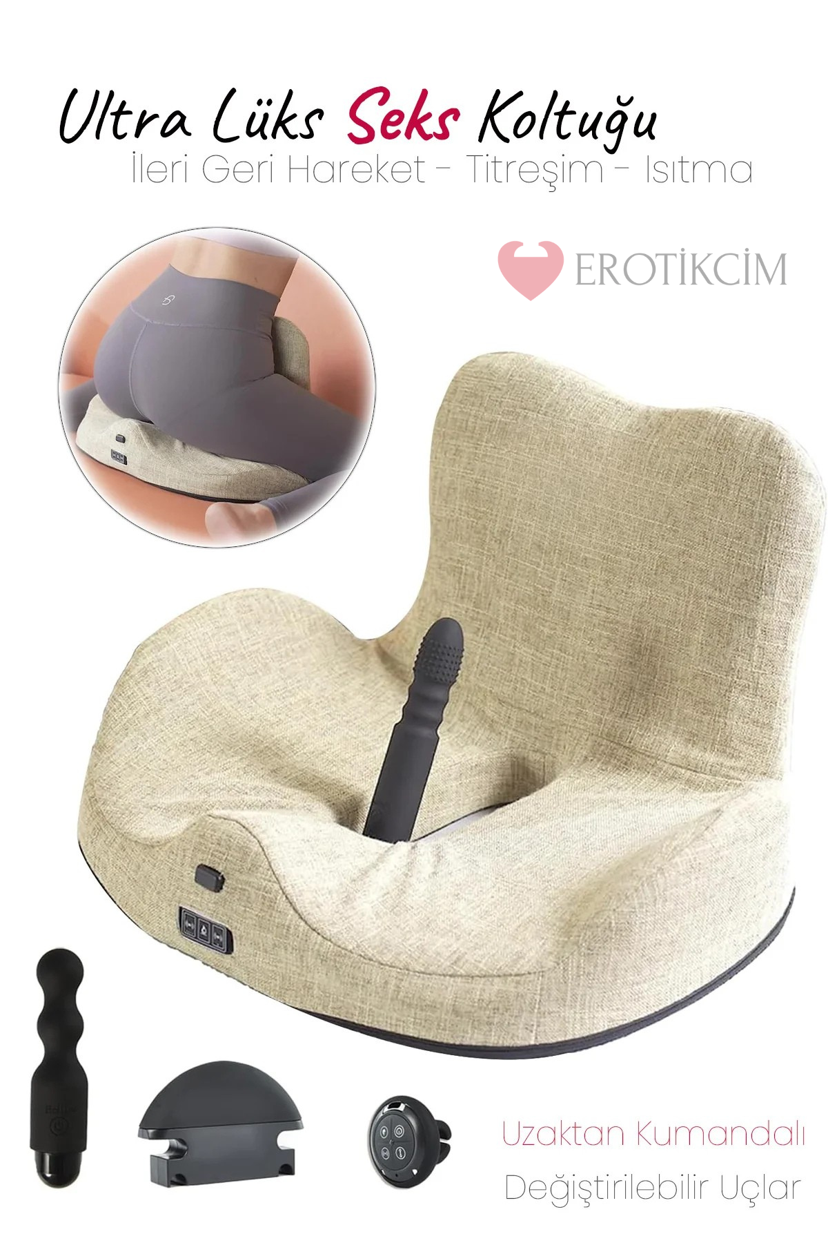 Erotikcim - Ultra Lüks Koltuklu Vibratör Set - Seks ve Kegel Makinesi - Uzaktan Kumandalı Masaj Koltuğu - Isıtma, Titreşim, İleri Geri Hareketli