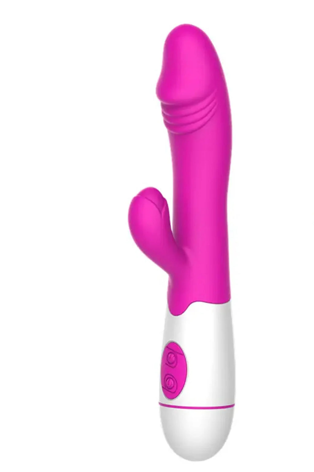 Erotikcim - Rabbit Vibratör Dildo - Çift İşlevli Titreşimli - Vajinal ve Anal Mastürbatör – Pembe