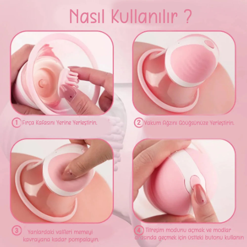 Erotikcim - Göğüs Ucu Vibratörü, Gıdıklama, Yalama, Orgazm ve Zevk Artırıcı, G Noktası Simülatörü, 10 Rotasyon