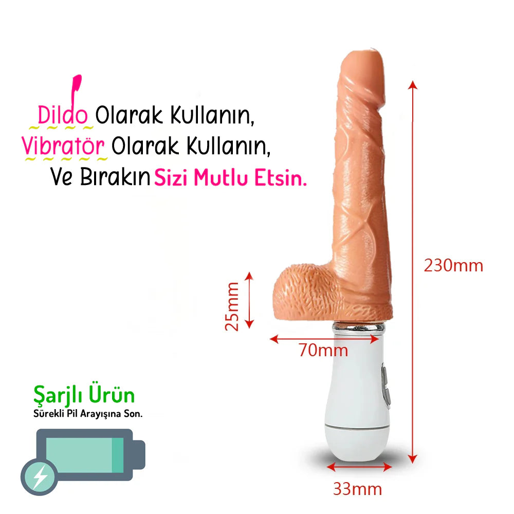 Erotikcim - 12 Farklı Titreşim Ritmi - Çılgın Joe - Vibratör - Dildo 16cm