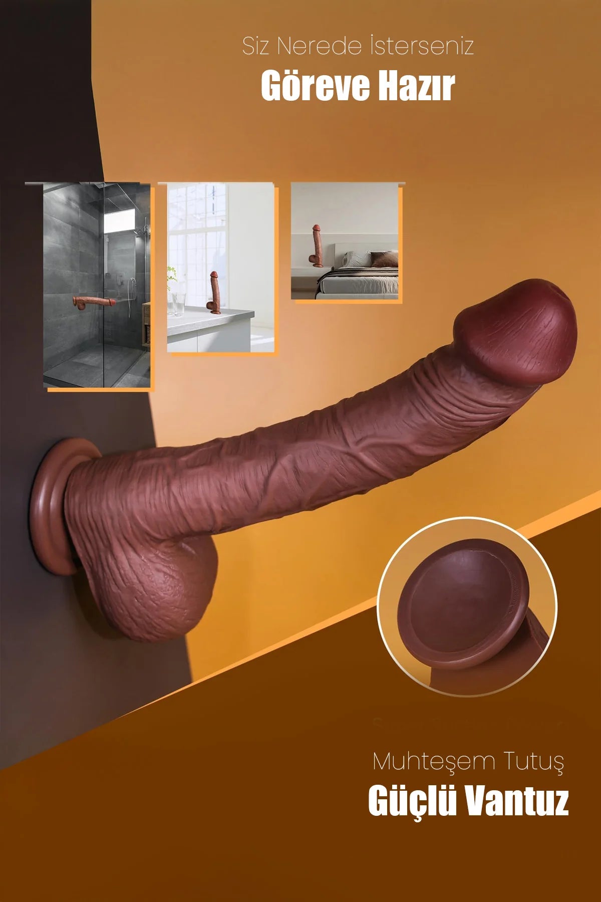 Erotikcim - Siyahi Dev Dildo - 33cm Uzunluk * 5cm Kalınlık - Nirvana Zevk