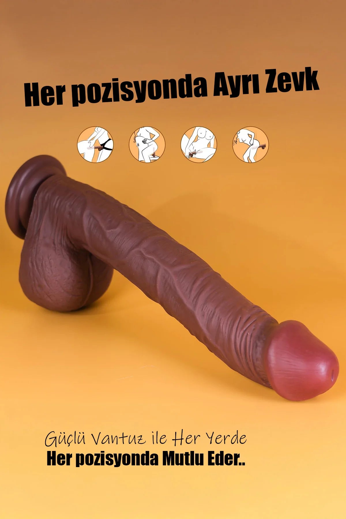 Erotikcim - Siyahi Dev Dildo - 33cm Uzunluk * 5cm Kalınlık - Nirvana Zevk