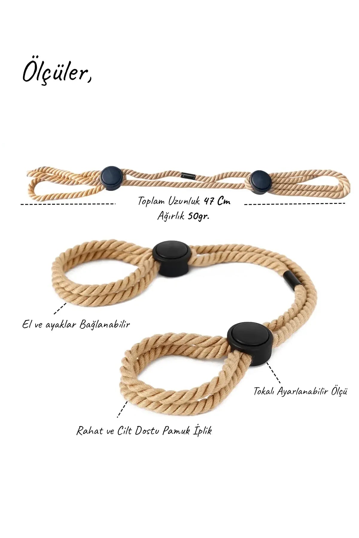 Erotikcim - Fantezi El Ayak Kordon Bağı - Fantezi BDSM Halat Kelepçe