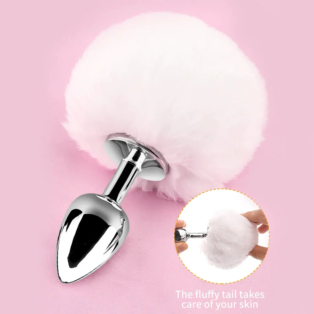 Erotikcim - Ponpon Anal Plug - 28mm - 7cm - Beyaz