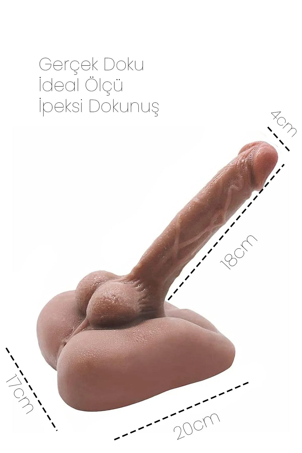 Erotikcim - Pratik Realistik Testisli Dildo - Güçlü İskelet yapı - İpeksi Dokunuş - Konforlu Kullanım - Bronz Ten