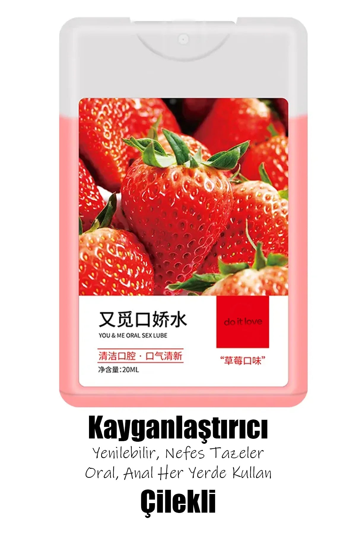 Erotikcim - Çilek Aromalı Su Bazlı Kayganlaştırıcı - 20ml - Oral ve Anal Uyumlu Sprey - Nefes Tazeler
