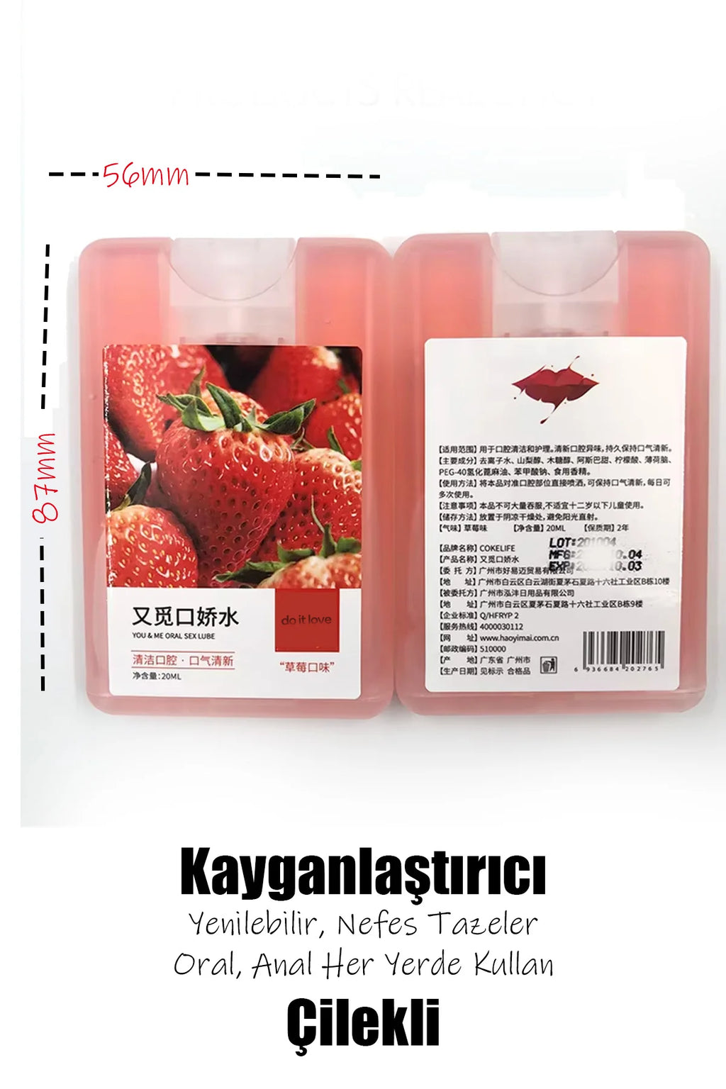 Erotikcim - Çilek Aromalı Su Bazlı Kayganlaştırıcı - 20ml - Oral ve Anal Uyumlu Sprey - Nefes Tazeler