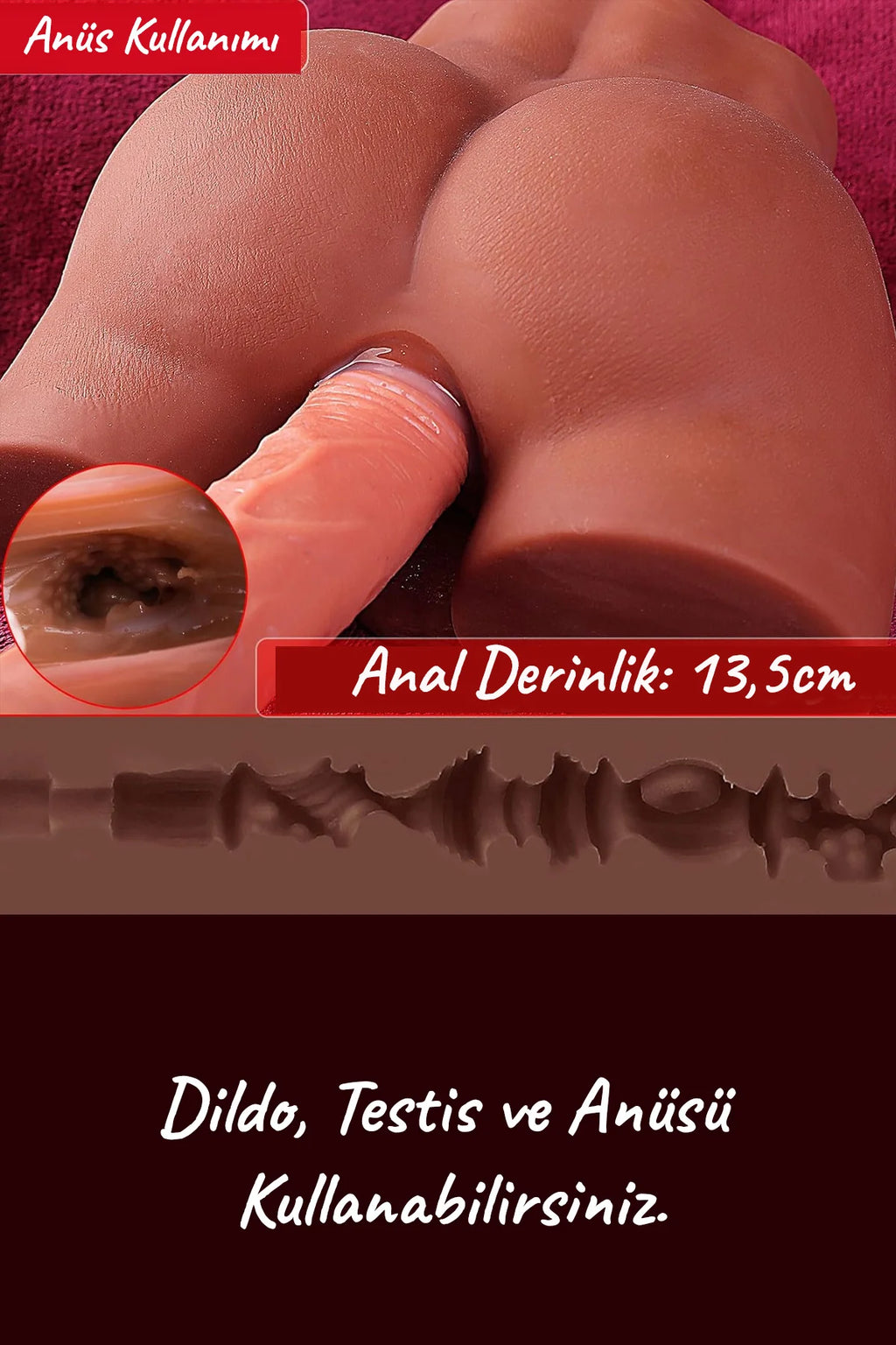 Erotikcim - Güçlü Büyük Dildo - Dildo, Anüs ve Testisler - Unisex kullanıma uygun - 19,5cm Dildo