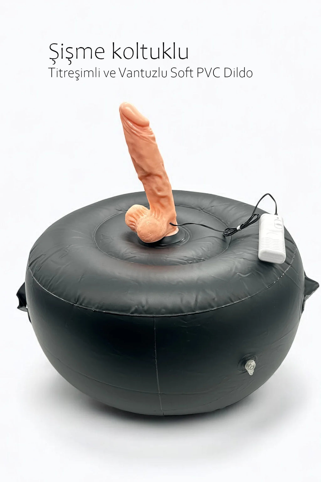 Erotikcim - Şişme Koltuklu Titreşimli Testisli Dildo - Şişme Koltuk ve Titreşimli Vibratör Dildo