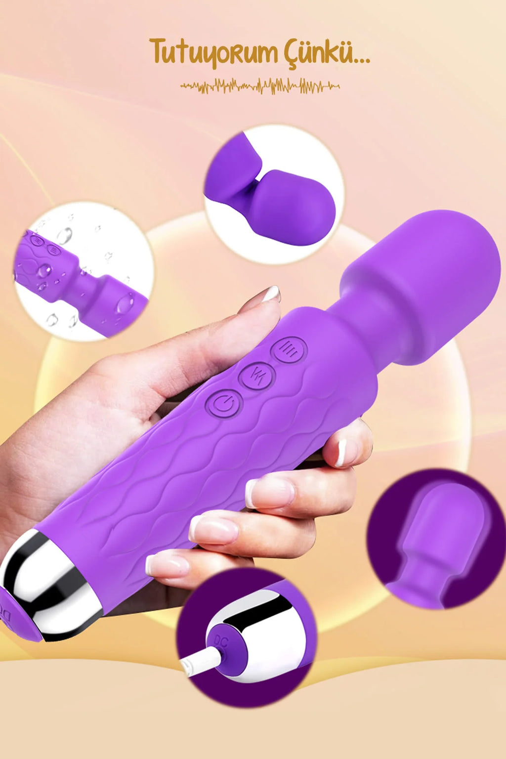 Erotikcim - 20 Titreşim 10 Mod Vibratör Masaj - Klitoris Simülatörlü - Şarjlı – Mor