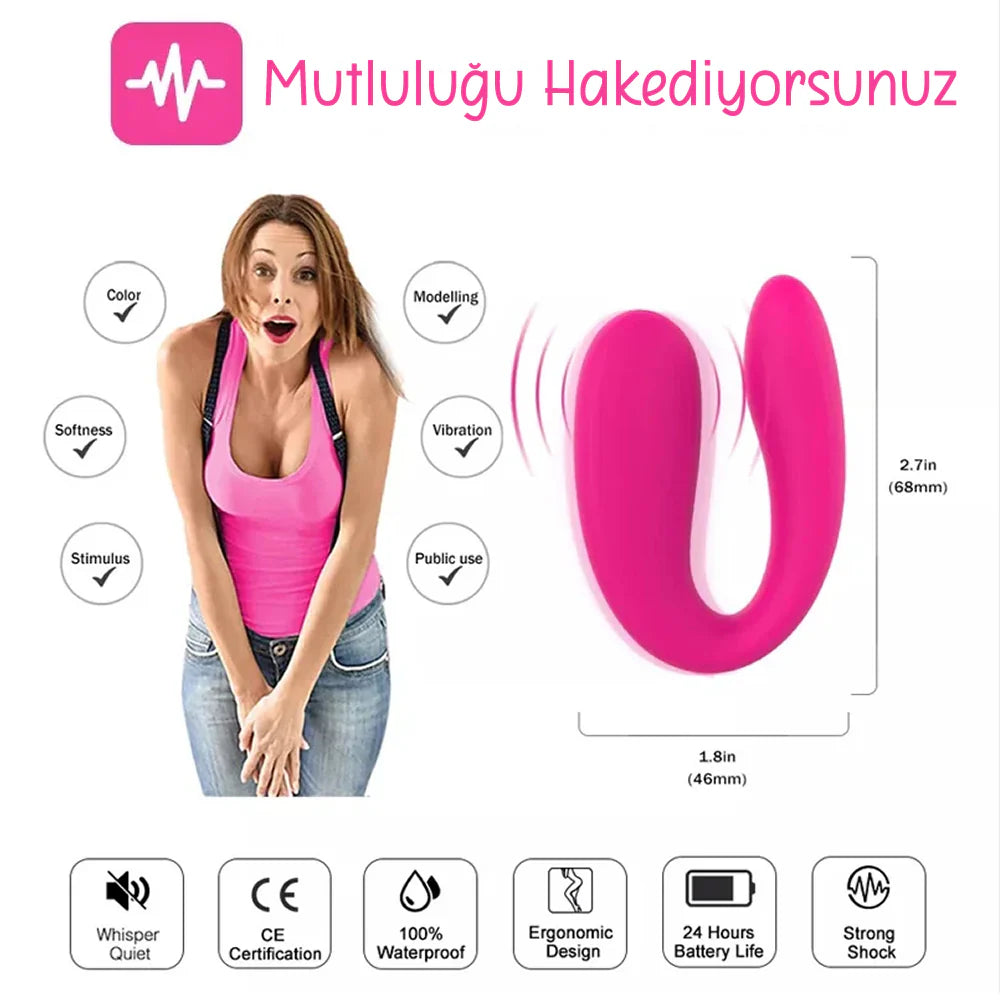 Erotikcim - Ergonomik Çift Haz - Anal ve Vajinal Vibratör - Klitoris Uyarıcılı - Kumandalı