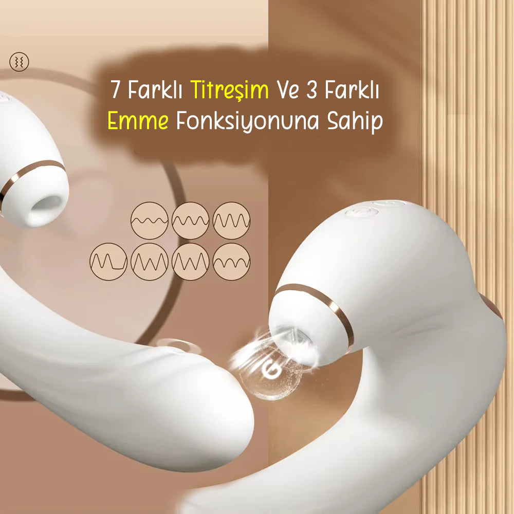 Erotikcim - 3 Mod Klitoris Emme Simülatörü - 7 Güçlü Titreşim Modu - Su Geçirmez Vibratör - Saklama Kesesi Hediye