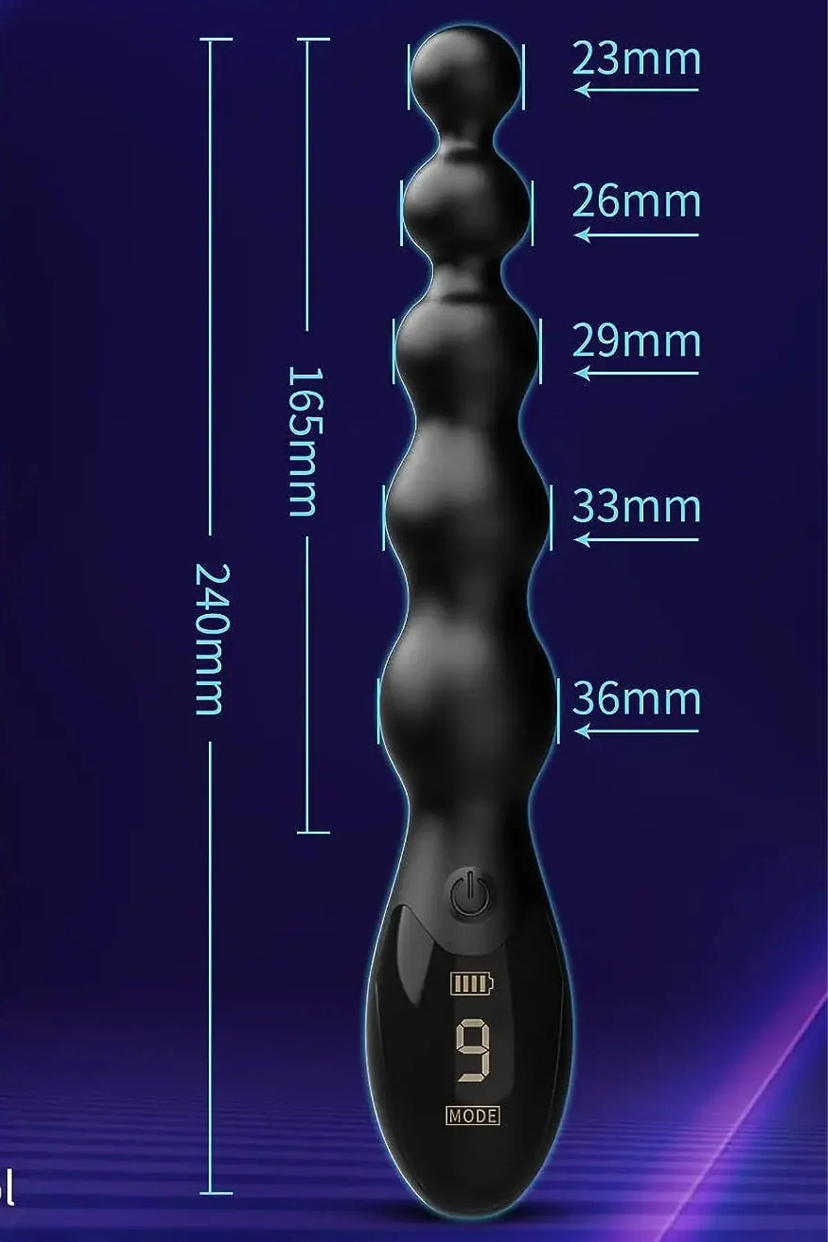 Erotikcim - Anal Esnek Boğumlu Titreşimli Vibratör - Dijital Göstergeli Erkek / Kadın Kullanım