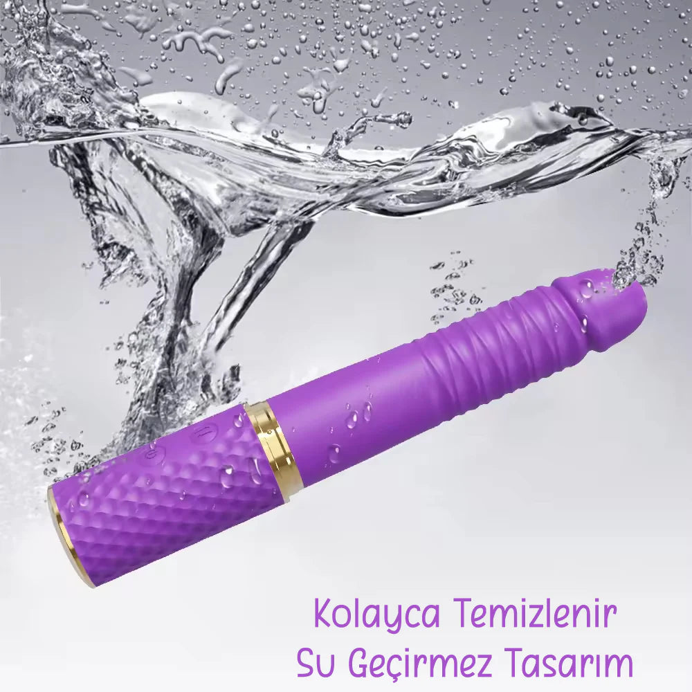 Erotikcim - Klitoris Simülatörlü - Hareketli Titreşimli Vibratör - Funny Bady - 10 Titreşim - 10 Teleskopik Hareket Modu