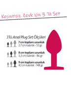 Erotikcim - Kalpli Taş 3 lü Anal Tıkaç Set - Küçük Orta Büyük Boy Anal Plug - 3 lü Set Anal Plug