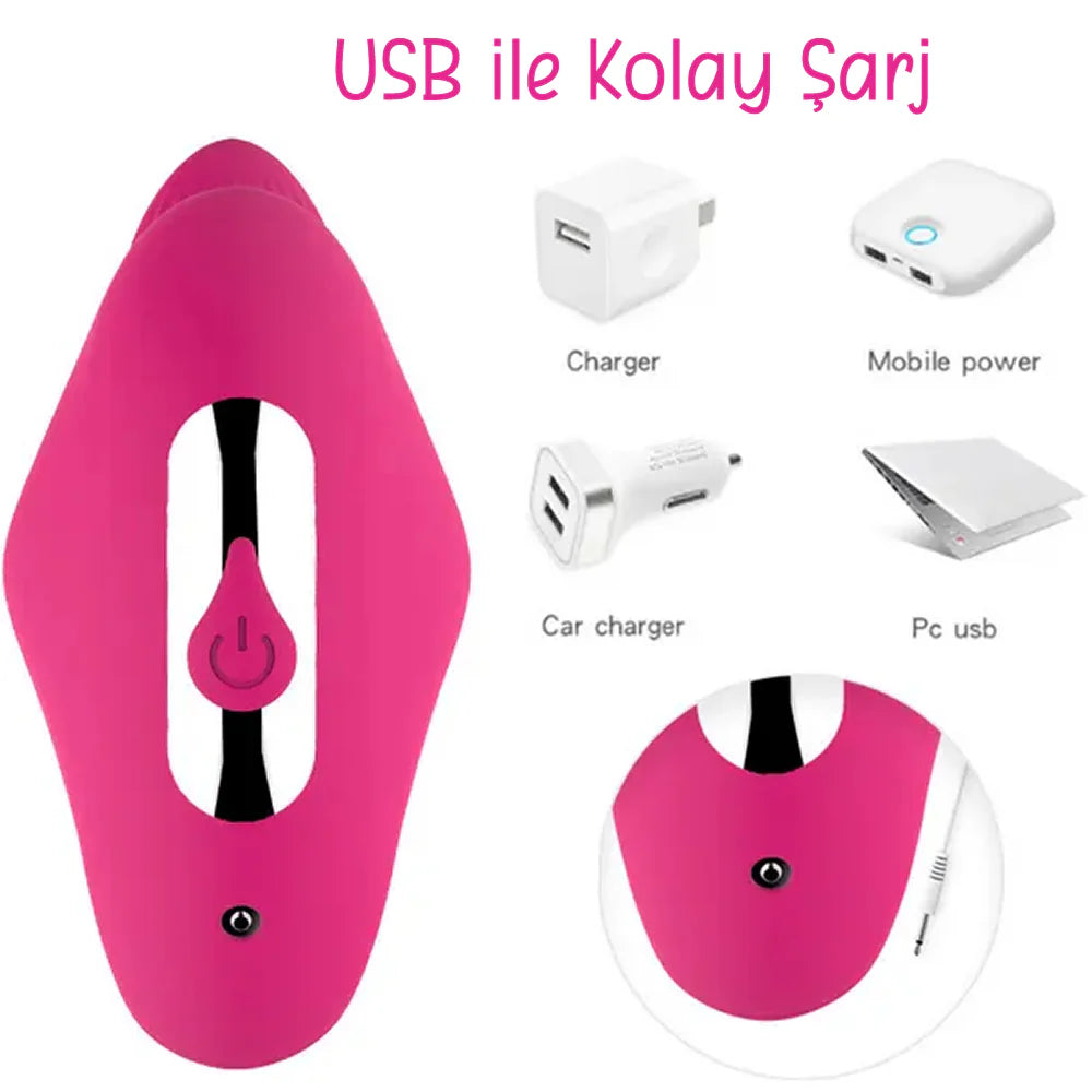 Erotikcim - Ergonomik Çift Haz - Anal ve Vajinal Vibratör - Klitoris Uyarıcılı - Kumandalı