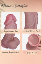 Erotikcim - Efsanevi Realistik Büyük Boy Dildo - Damarlı ve Güçlü - Vantuzlu Esnek Dildo