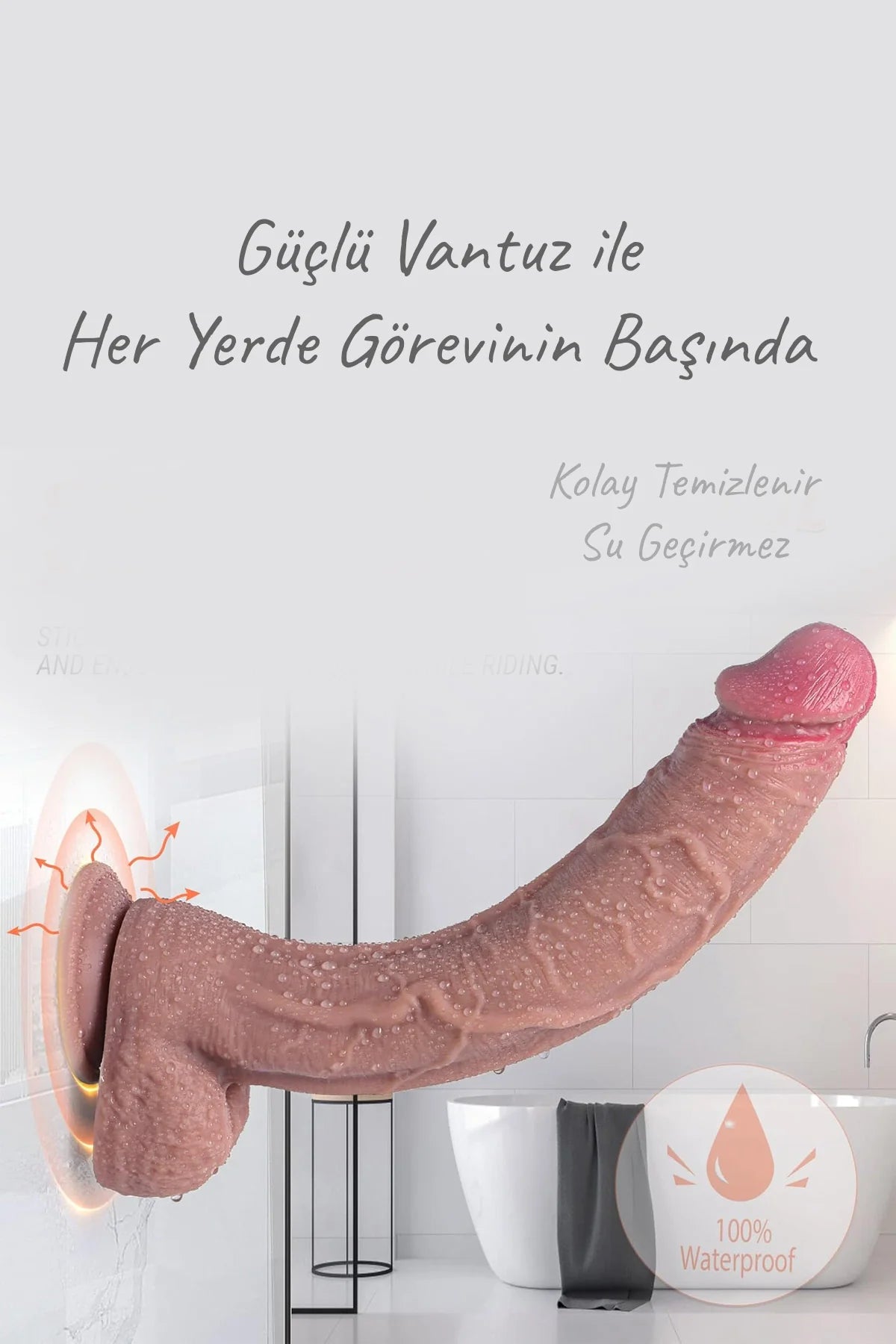 Erotikcim - Efsanevi Realistik Büyük Boy Dildo - Damarlı ve Güçlü - Vantuzlu Esnek Dildo