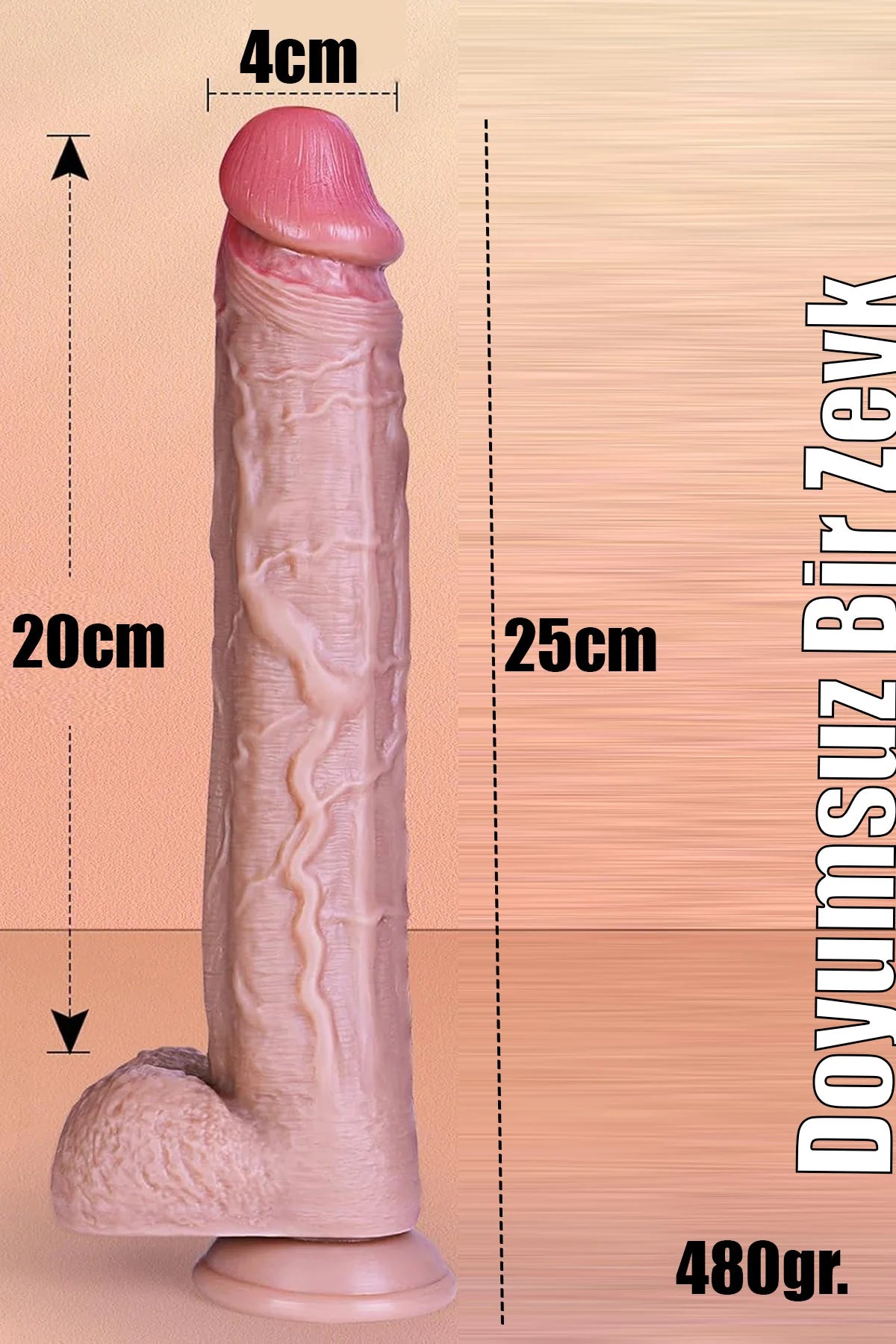 Erotikcim - Efsanevi Realistik Büyük Boy Dildo - Damarlı ve Güçlü - Vantuzlu Esnek Dildo