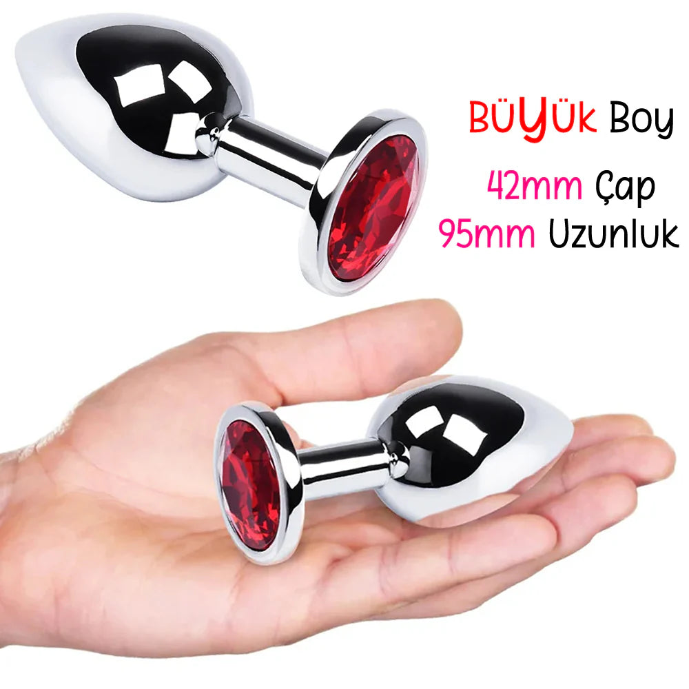 Erotikcim - Çelik Anal Plug Tıkaç - 9,5cm Uzunluk - 42mm Çap - Büyük Boy