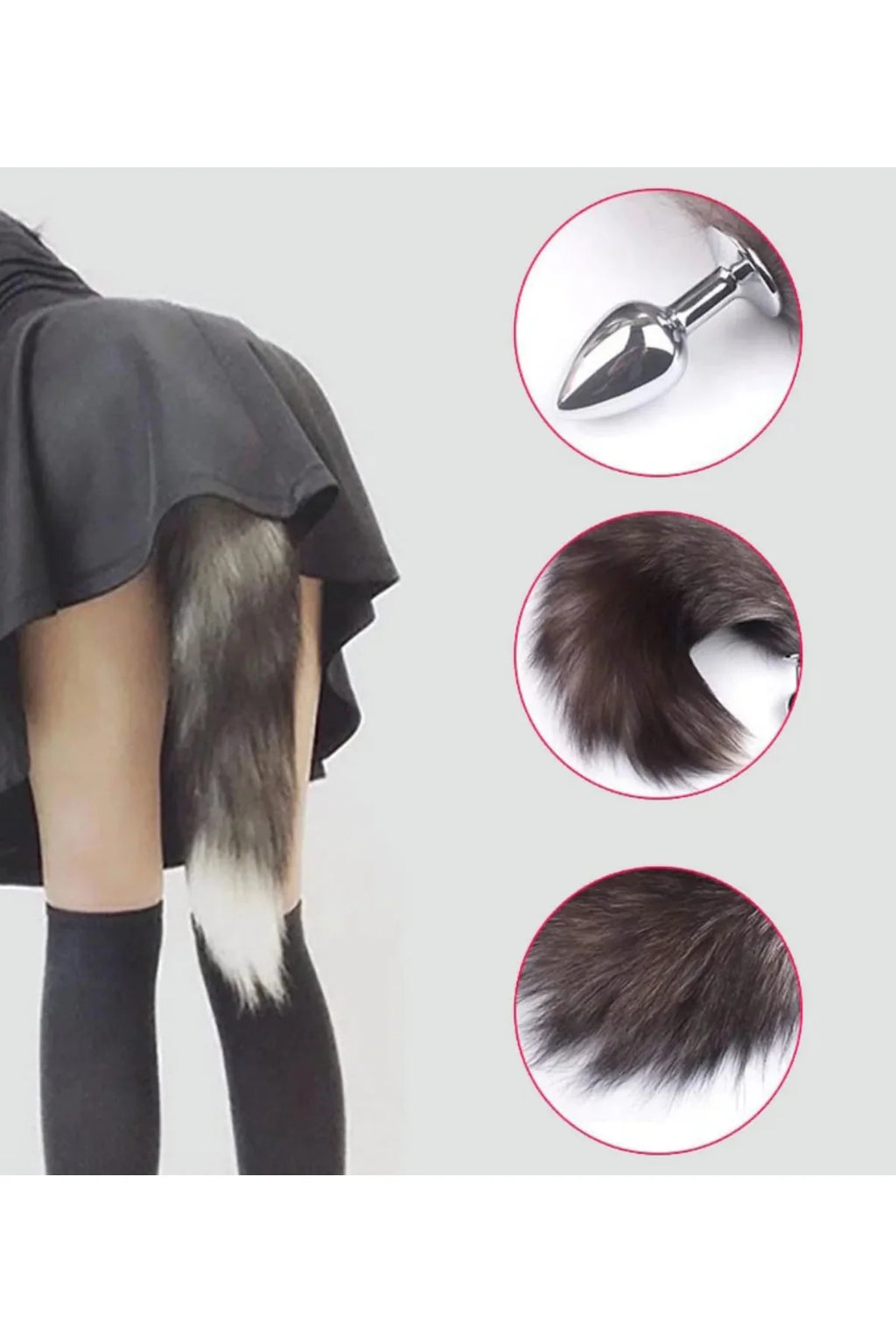 Erotikcim - Çelik Anal Plug Tıkaç- Dişi Kurt Kuyruğu - Fantezi Tıkaç - 44cm Kuyruk 28mm Tıkaç