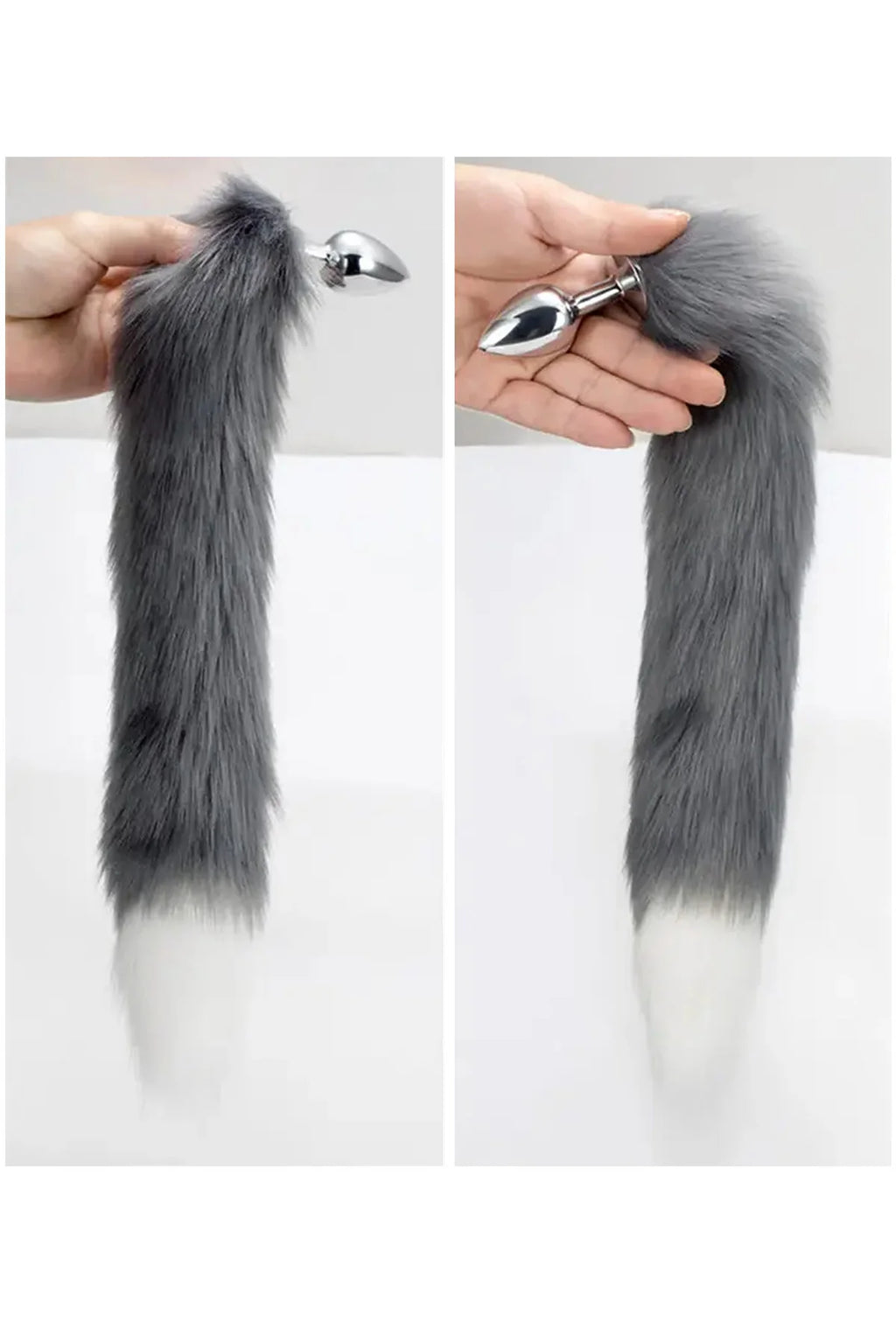 Erotikcim - Çelik Anal Plug Tıkaç- Dişi Kurt Kuyruğu - Fantezi Tıkaç - 44cm Kuyruk 28mm Tıkaç