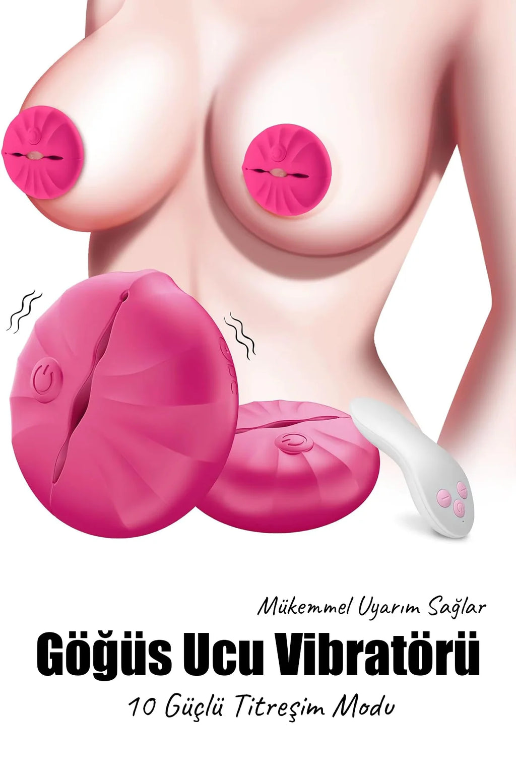 Erotikcim- Göğüs Vibratörü - Muhteşem Haz Verici Titreşimli Göğüs Ucu Simülatörü - Uzaktan Kumandalı - Ayarlanabilir